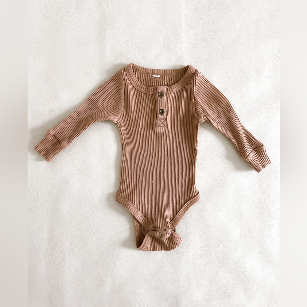 Small Shop Ribbed Chocolate Brown Onesie 12-18 VGUC